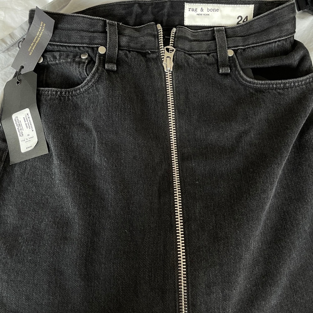 Rag n Bone Black Denim Zip Skirt New with Tag 24